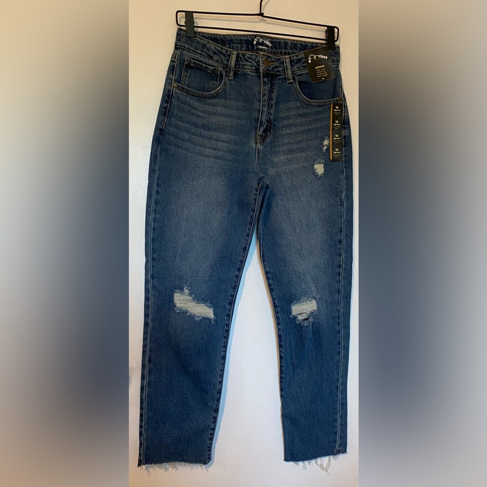 Blue ripped Ankle jeans